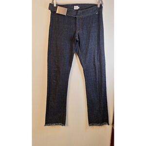 CALVIN KLEIN SPLIT RAW HEM STRAIGHT LEG DENIM TROUSER BELTED JEANS WOMEN SIZE 11